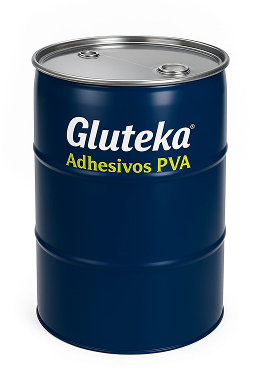 Pegamento para madera Gluteka en tambo industrial para producción a gran escala